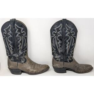 Vintage Panhandle Slim Sander Cowboy Boots Exotic Leather Lizard Skin Men's 10 D